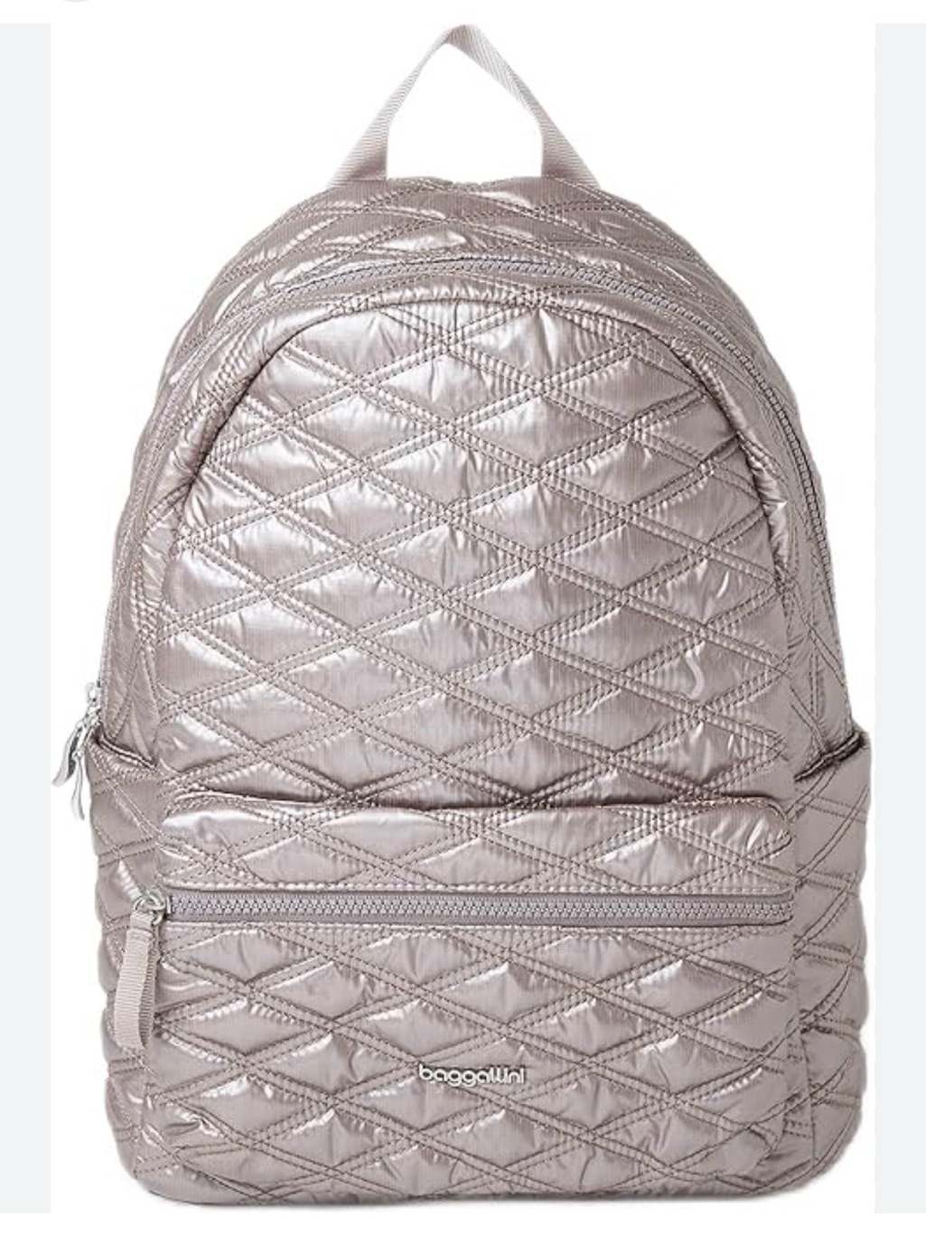 Baggalini Quilted Metallic Rose Gold Backpack